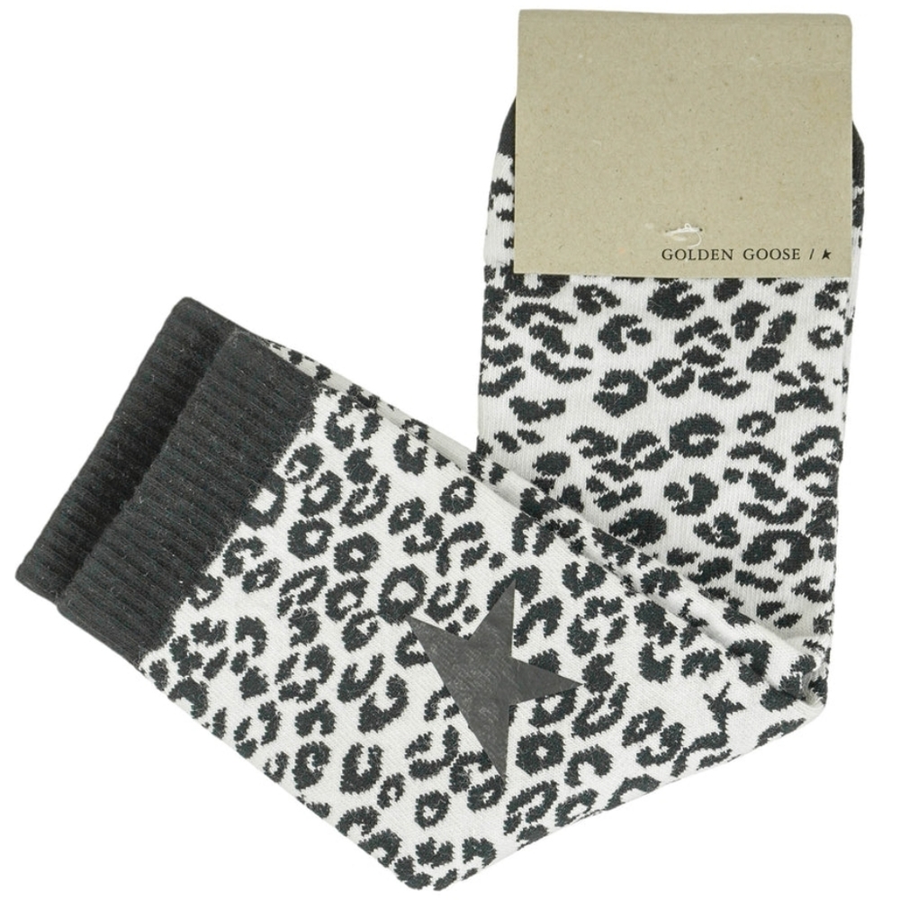 Golden Goose Monochrome Leopard Print Socks